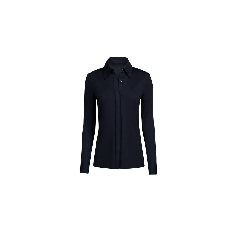 Luxeire Shirt Black Button-Down Long Sleeve Stretch New Size XXS Fitted Designer - Picture 3 of 11